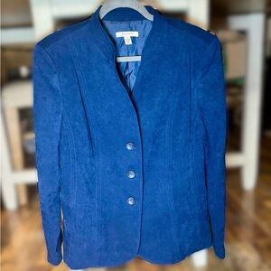 JM Collection Blue Blazer Jacket w/ Padded Shoulders Size 14